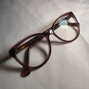 Carolina Herrera Brown Oversized Cat Eye Glasses